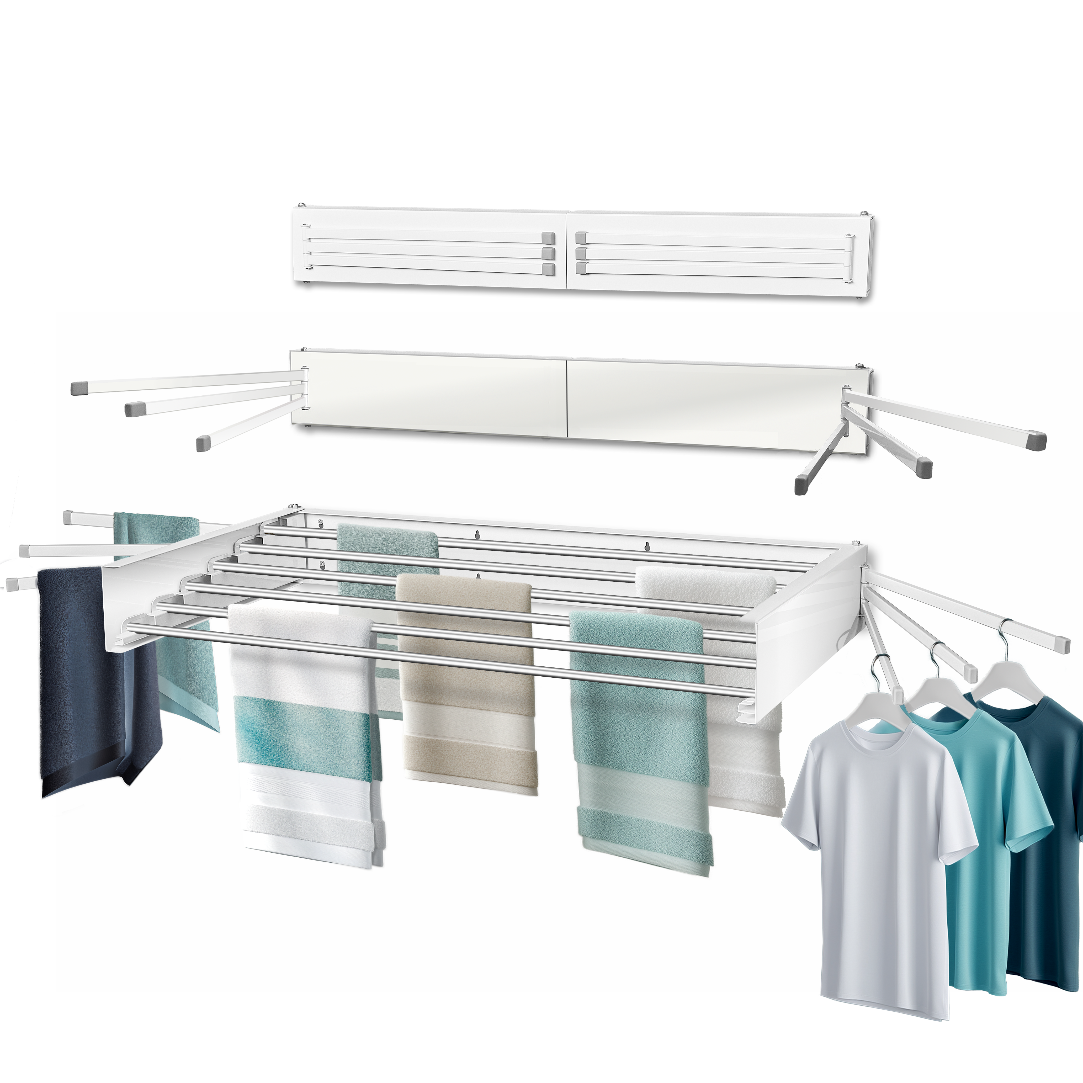 MODERN-X Hidden Laundry Drying Rack with Fold-out Arms 35"/ 90cm